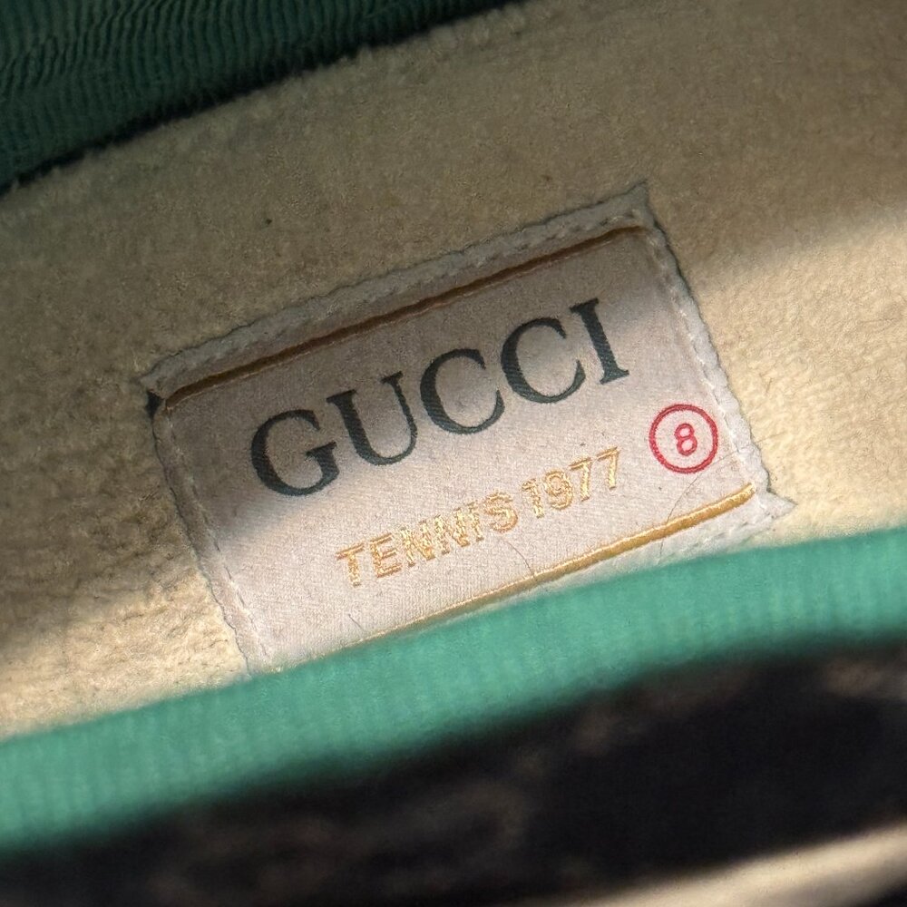Men's Gucci High Top Denim Sneakers Monogram Blue Cream 8 - Picture 8 of 8